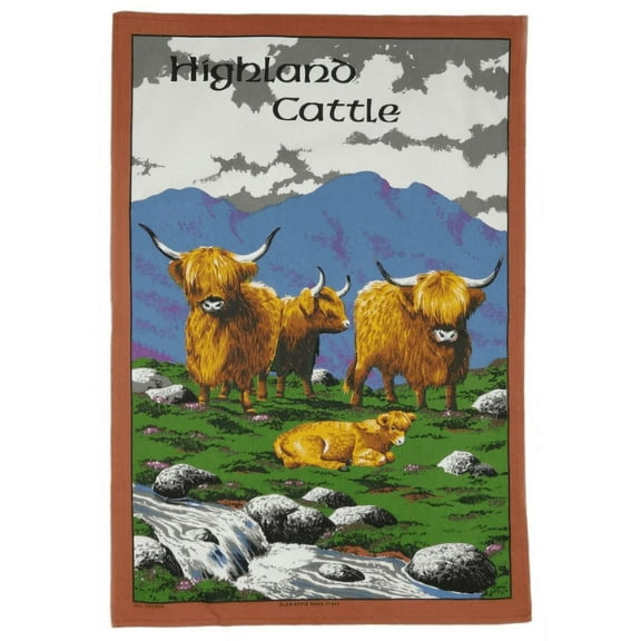 Scottish Highland Cattle 100% Cotton Tea Towel Made in Scotland by Glen Appin