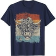 thumbnail image 1 of Scottish Highland Cow Cattle Hairy Flowers Softstyle Unisex T-Shirt,Navy Color,Size 2XL, 1 of 5