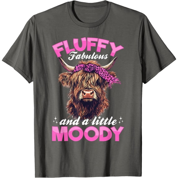 Scottish Highland Cow Fluffy Fabulous and a Little Moody Softstyle Unisex T-Shirt