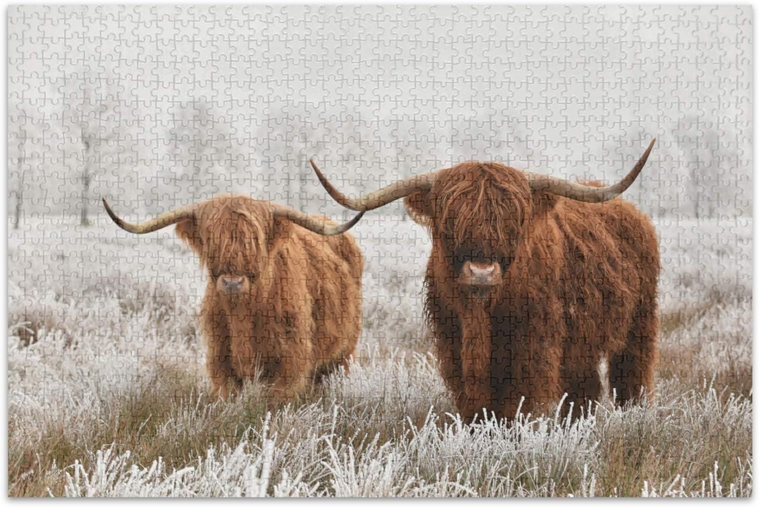Scottish Highland Cow Jigsaw Puzzle 500 Pieces Wooden Jigsaw Puzzles