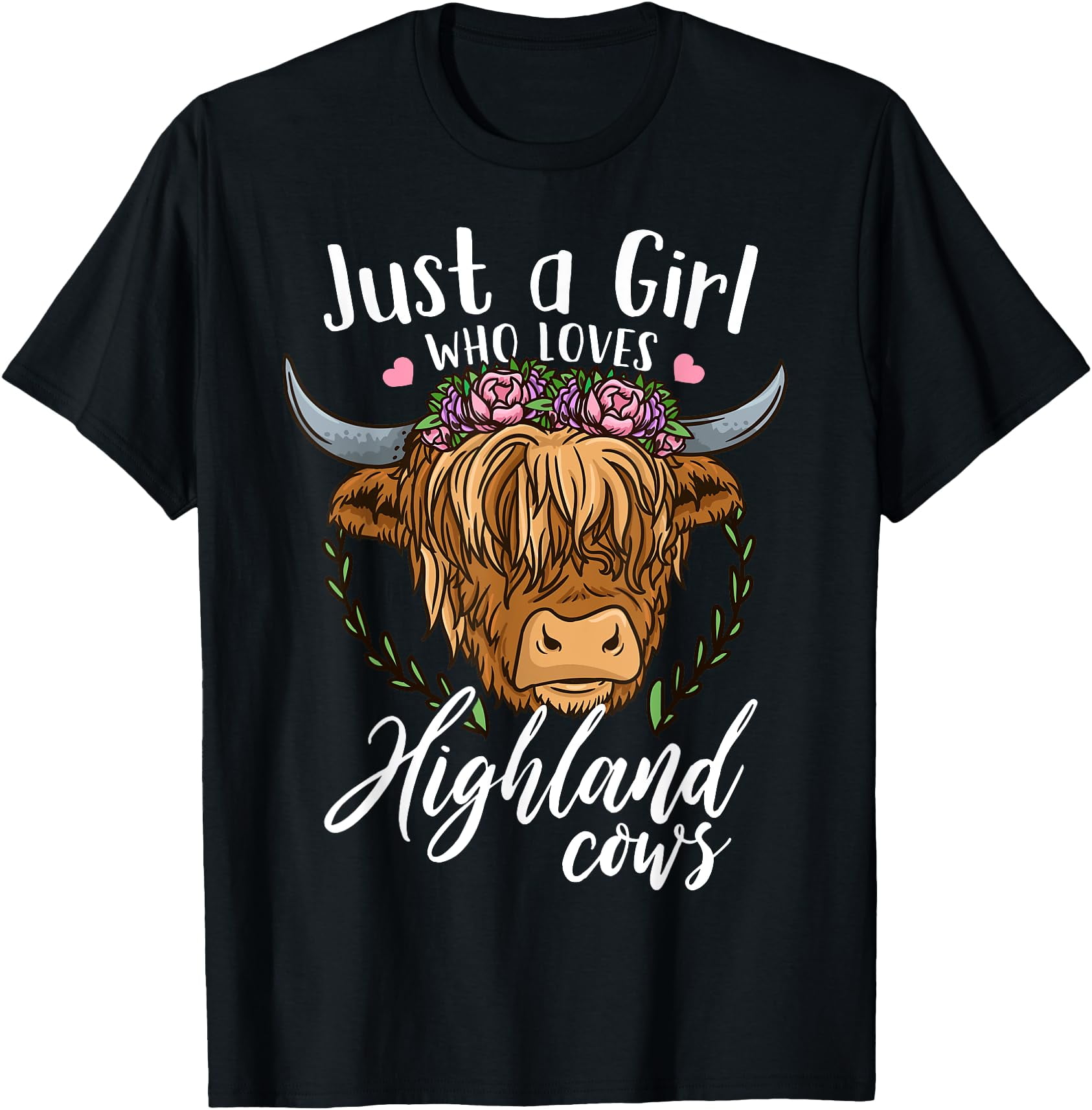 Scottish Highland Cow Just A Girl Who Loves Highland Cows T-shirt,black 