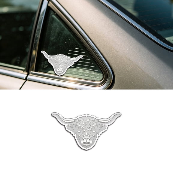 Scottish Highland Cow Metal Decal, 1.5mm Anti-Rust Stainless Steel Car Sticker, Waterproof Emblem for Vehicle, Guitar, Piano & Home Decor