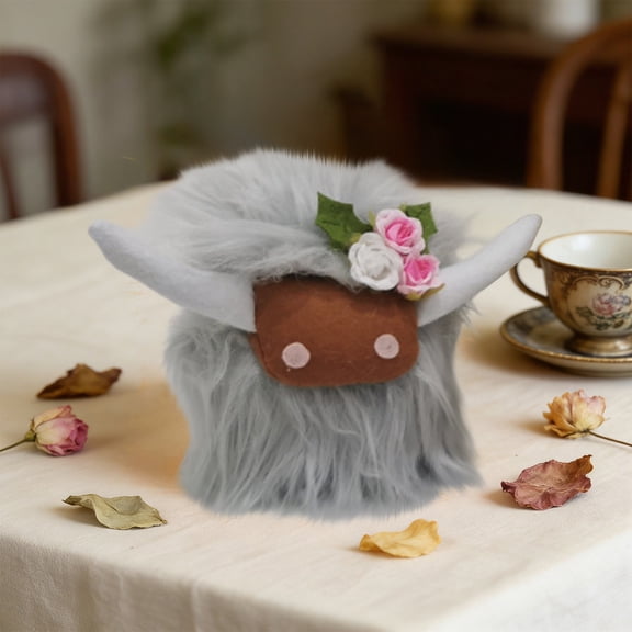 Scottish Highland Cow Plush Toy with Long Hair - Realistic Farm Animal Stuffed Doll - Decorative Home Accent for Country Style Decor