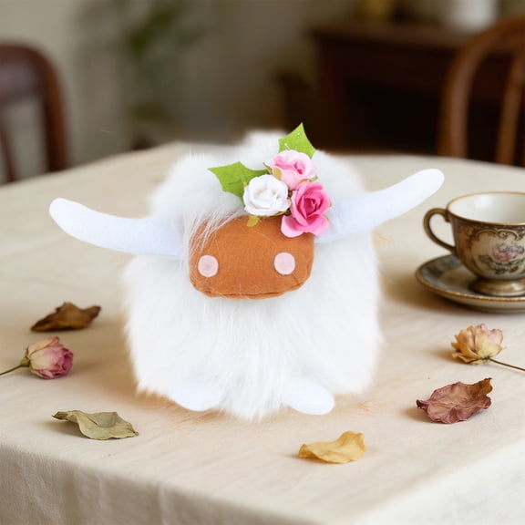 Scottish Highland Cow Plush Toy with Long Hair - Realistic Farm Animal Stuffed Doll - Decorative Home Accent for Country Style Decor