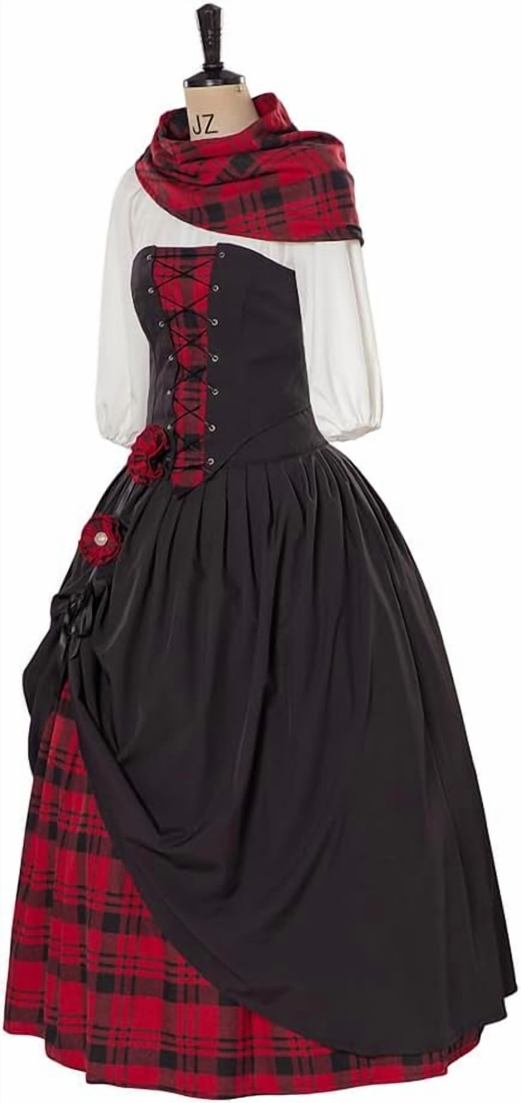 Scottish Highland Plaid Dress for Women Traditional Renaissance Inspired  Historical Gown - Walmart.com