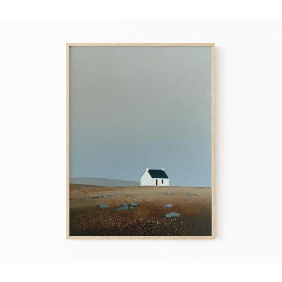 Scottish Highlands Landscape Heather Mountain Scene Art, Unframed Poster