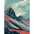 thumbnail image 1 of Scottish Highlands Mountain Landscape Illustration Extra Large XL Wall Art Poster Print, 1 of 3