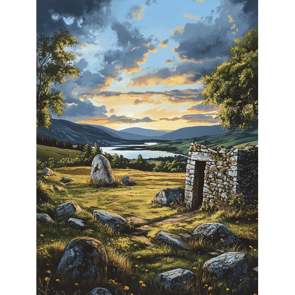 Scottish Highlands Sunset Landscape Canvas Wall Art Perfect for Living Room Bedroom Office Hallway and Kitchen Decoration.