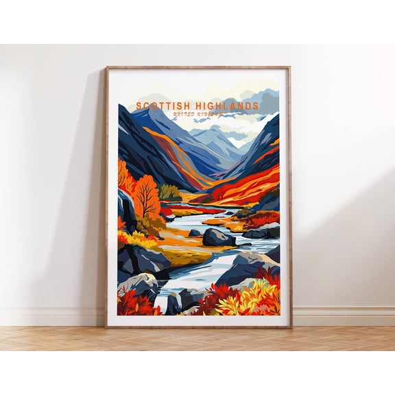 Scottish Highlands UK Scenic Landscape Wall Art, Stretched Canvas Size 12x18