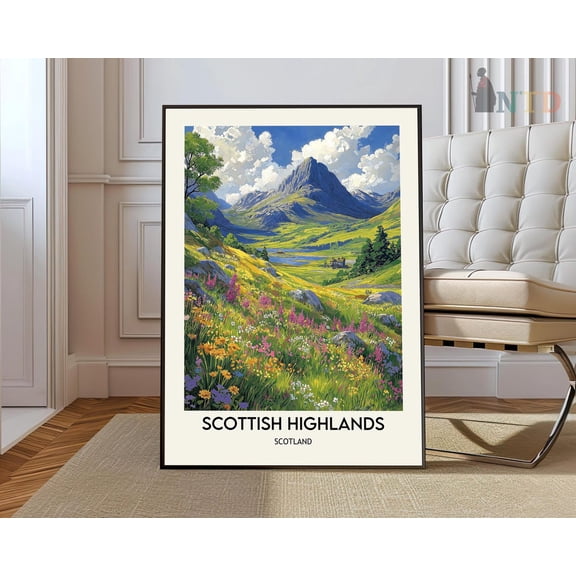 Scottish Highlands United Kingdom Travel Poster Wall Art Print, Unframed Paper Poster 8x10in