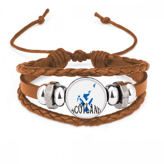 Scottish Map Flag Culture Bracelet Wristband Leather Jewelry Ornament