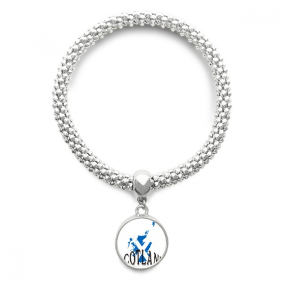 Scottish Map Flag Culture Sliver Bracelet Pendant Jewelry Chain Adjustable Bangle