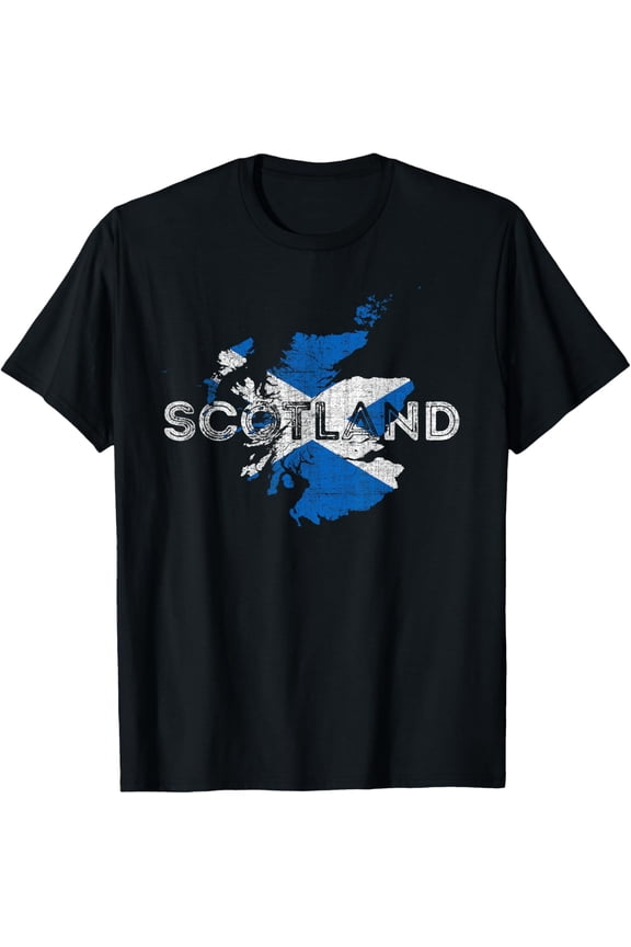 t-shirt Scottish Map and Flag Souvenir - Distressed Scotland T-Shirt mens,black,women,funny,men,journey,Crew Neck, Short Sleeve,printing