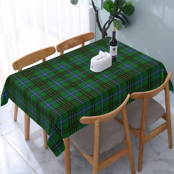Scottish Plaid Clan Campbell Green Blue Tartan Rectangle Tablecloth Waterproof Table Cloth Resistant Washable, Decorative Fabric Table Cover for Dining, Party and Camping 54 X 72 Inch