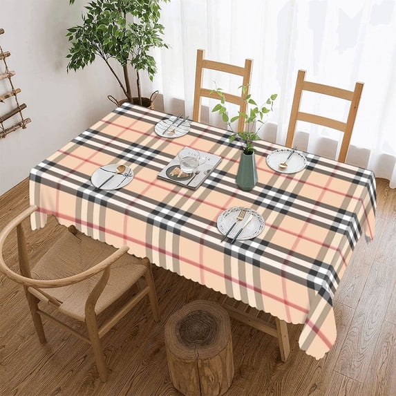 Scottish Plaid Rectangular Tablecloth 60"x86" with Lace Edge, Washable Durable Table Cover for Dining, Indoor Outdoor Home Restaurant Decor