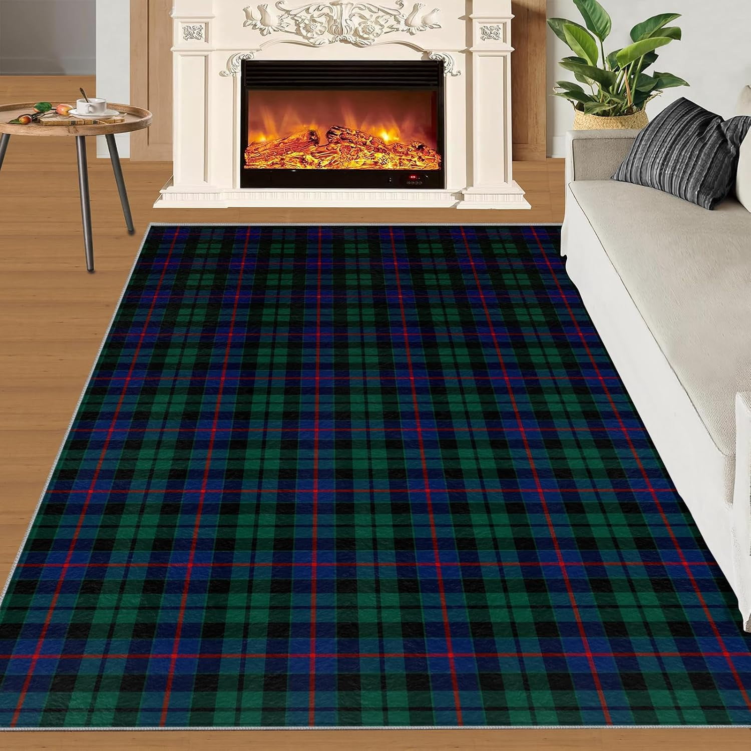 Scottish Plaid, Traditional Retro Rugs for Bedroom, Washable Rug Non ...