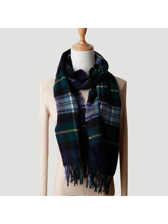 Scottish Plaid Wool Scarf, 100% Wool Tartan Wrap, Oversized Winter Scarf for Men & Women,32*190cm,4