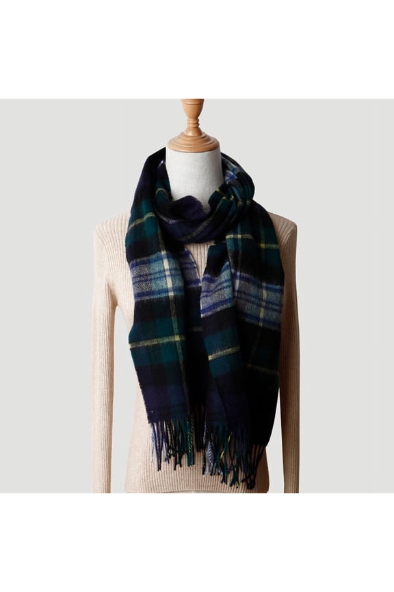 Scottish Plaid Wool Scarf, 100% Wool Tartan Wrap, Oversized Winter Scarf for Men & Women,32*190cm,4