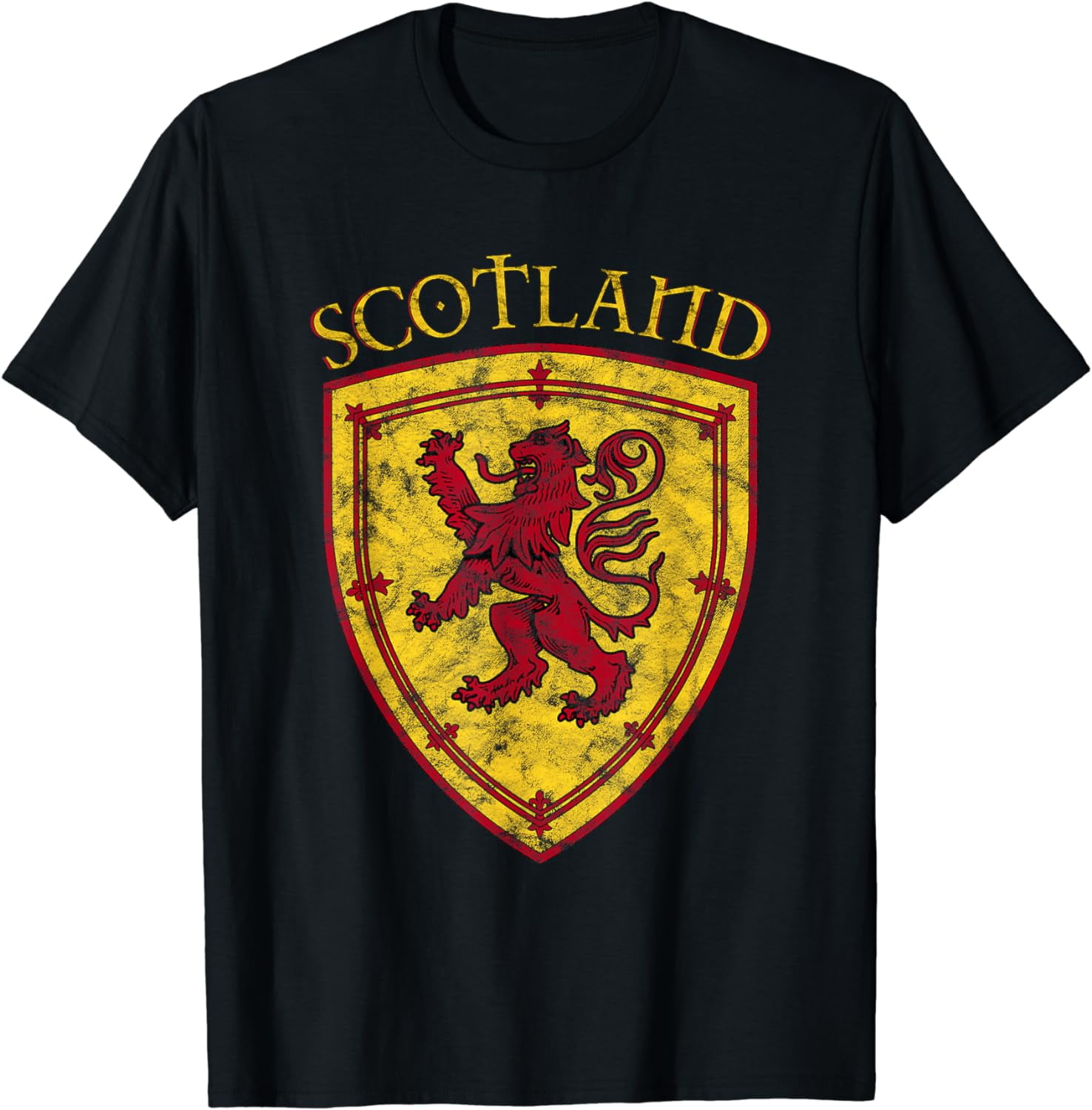 Scottish Rampart Scottish Rampant Lion Scotland Coat of Arms Banner T-Shirt mens t shirt ...
