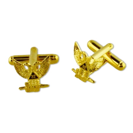 Scottish Rite 32nd Degree Wings Up Masonic Cufflinks. Gold tone with color