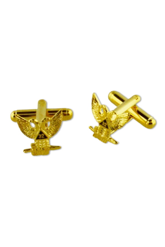 Scottish Rite 32nd Degree Wings Up Masonic Cufflinks. Gold tone with color
