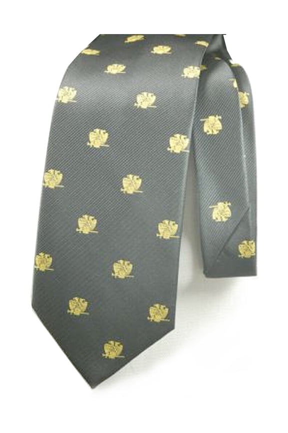 Scottish Rite 32nd Masonic Neck Tie Black Background. Double Eagle Polyester Tie