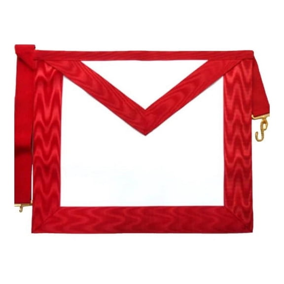 Scottish Rite Apron - White with Red Moire Ribbon and Gold-Plated Snake Fitting