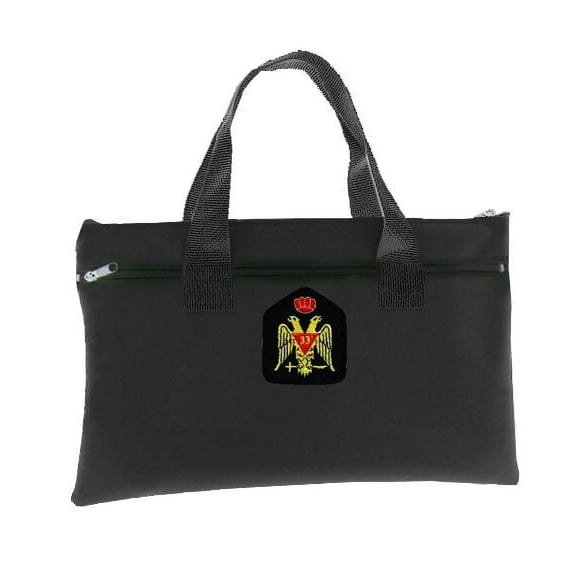 Scottish Rite Wings Down 33rd Degree Black Masonic Tote Bag Crowned Double Eagle