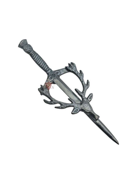Scottish Stag Shiny Antique Kilt Pin