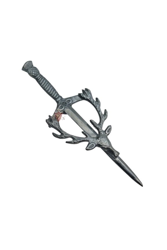 Scottish Stag Shiny Antique Kilt Pin