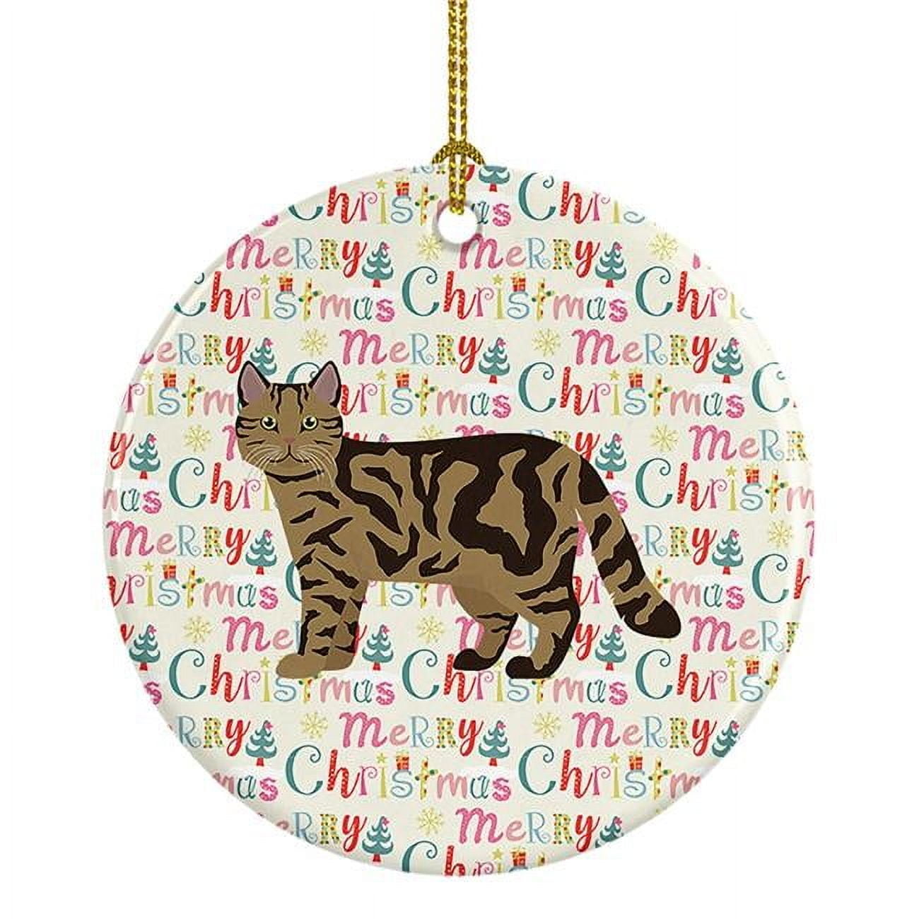 Scottish Straight #2 Cat Christmas Ceramic Ornament 2.8 in x 2.8 in