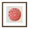 thumbnail image 1 of Scottish Tea Cake Red Linocut Abstract Illustration Square Wooden Framed Wall Art Print Picture 8X8 Inch, 1 of 4