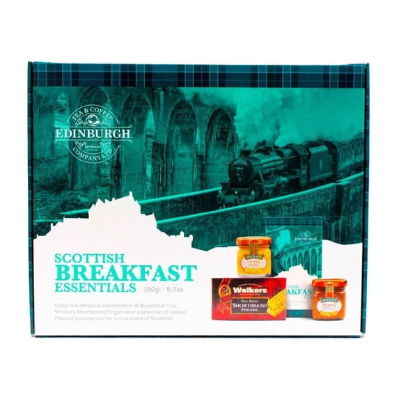 Scottish Tea Gift Set – Authentic Taste of Scotland, Handcrafted in Scotland – Breakfast Blend Tea, Walkers Shortbread, and Mackays Jams