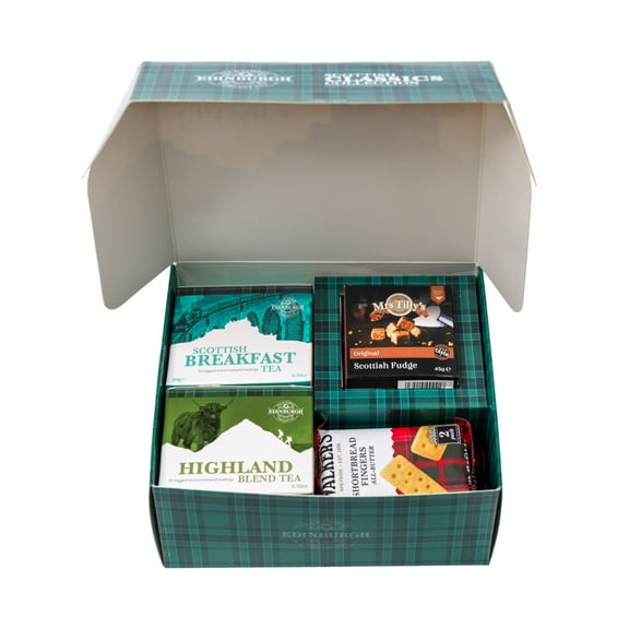 Scottish Tea Gift Set – Authentic Taste of Scotland, Handcrafted in Scotland – Scottish Blend Tea, Walkers Shortbread, and Original Fudge