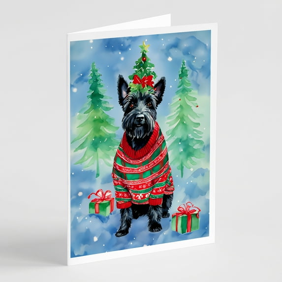 Scottish Terrier Christmas Greeting Cards Pack of 8 7 in x 5 in
