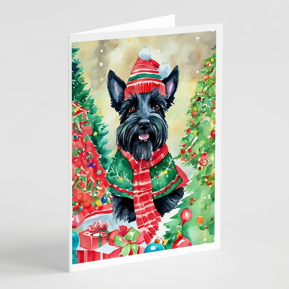Scottish Terrier Christmas Greeting Cards Pack of 8 7 in x 5 in