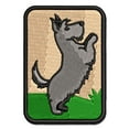 thumbnail image 1 of Scottish Terrier Dog Begging Applique Multi-Color Embroidered Hook & Loop Patch - 2.5 Inch Small, 1 of 5