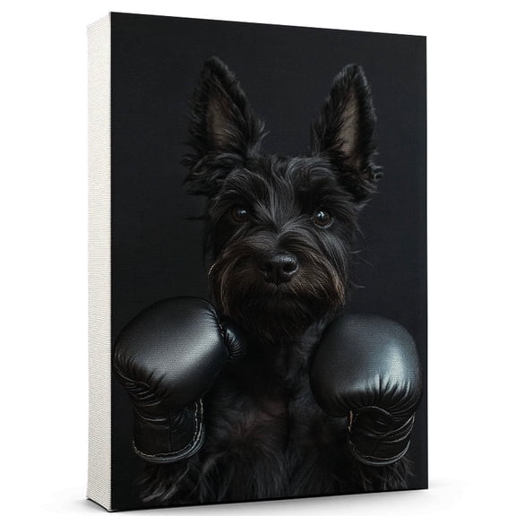 Scottish Terrier Dog Canvas Boxing Canvas Funny Scottish Terrier Dog Team Player Wall Art, Ideal Gift Boxing , Dog Owner, Kids Room Decor