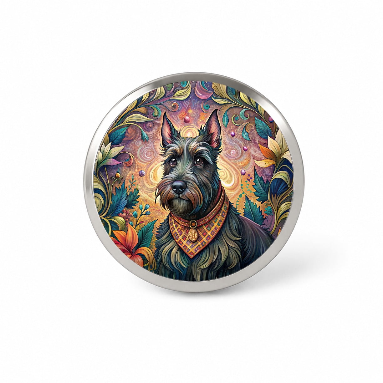 Scottish Terrier Dog French Bohemian Art Backpack Hat Novelty Lapel Pin ...