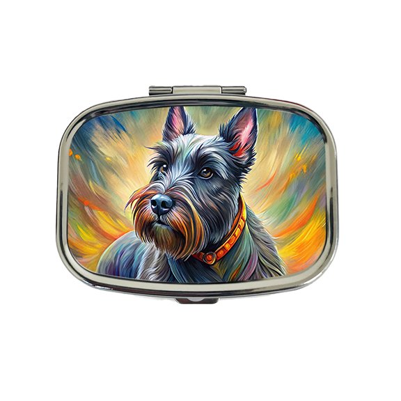 Scottish Terrier Dog Illustration Small Travel Handbag Pill Box Case