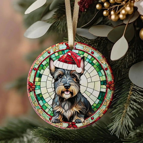 Scottish Terrier Dog Ornaments Ceramic For Christmas, Stained Glass Ornaments Ceramic Christmas 2025