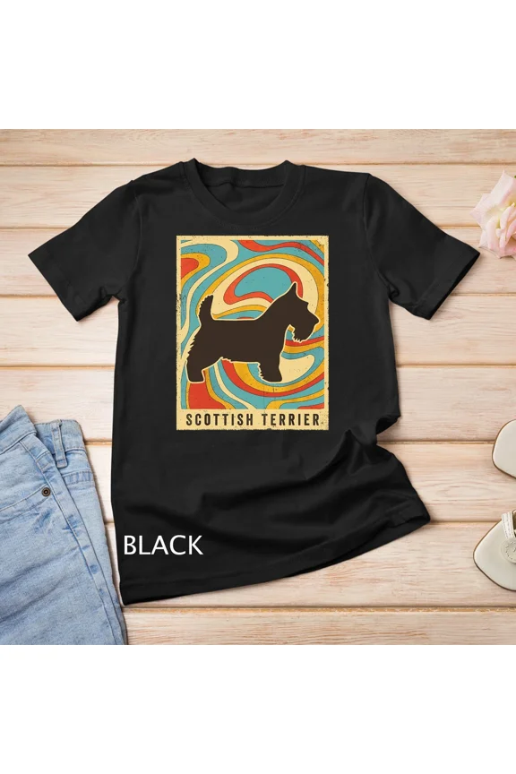 Scottish Terrier Dog Retro Vintage Gift Unisex T-shirt, up to size 5XL