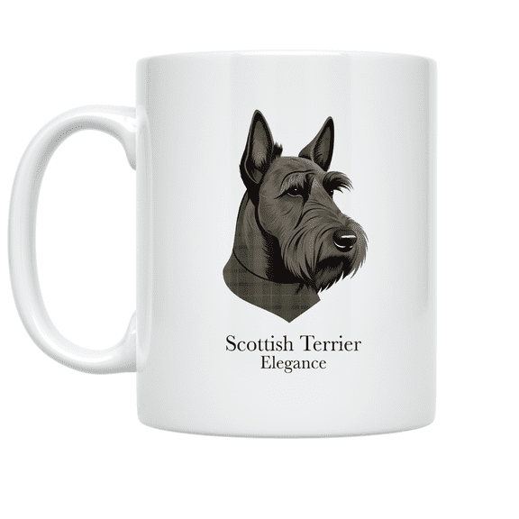Scottish Terrier Elegance Design - Dog Breed Enthusiast - 11 oz Ceramic Coffee Mug