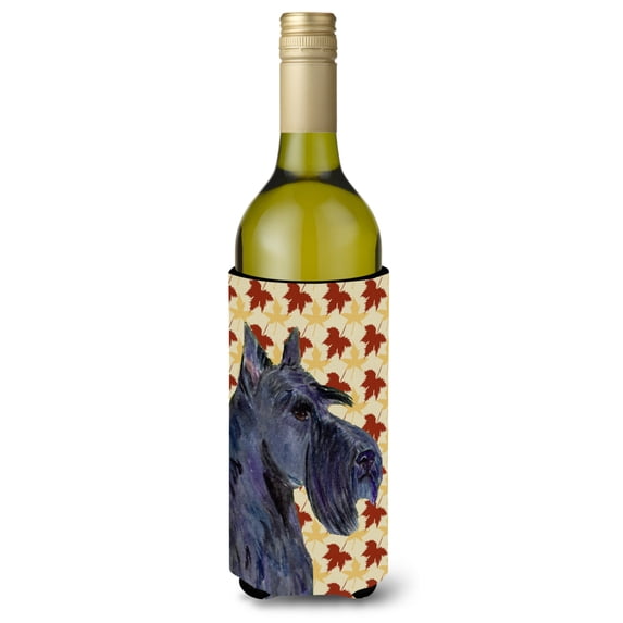 Scottish Terrier Fall Leaves Portrait Wine Bottle Hugger