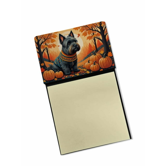 Scottish Terrier Fall Sticky Note Holder 3.25 in x 5.25 in