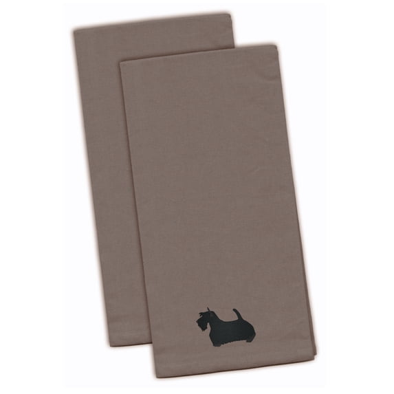 Scottish Terrier Gray Embroidered Towel Set of 2