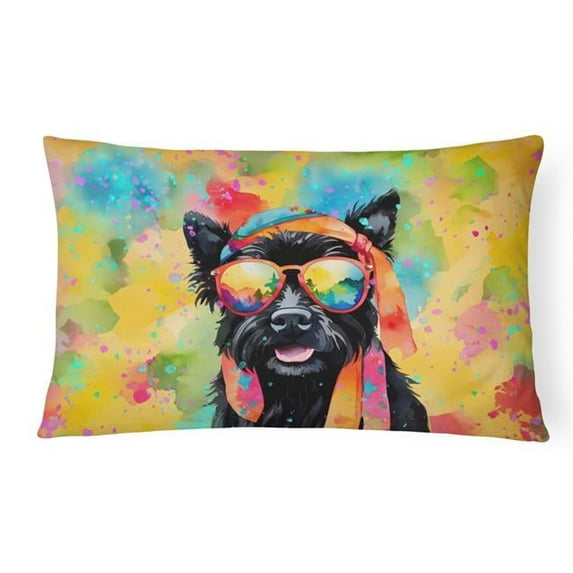Scottish Terrier Hippie Dawg Fabric Decorative Pillow