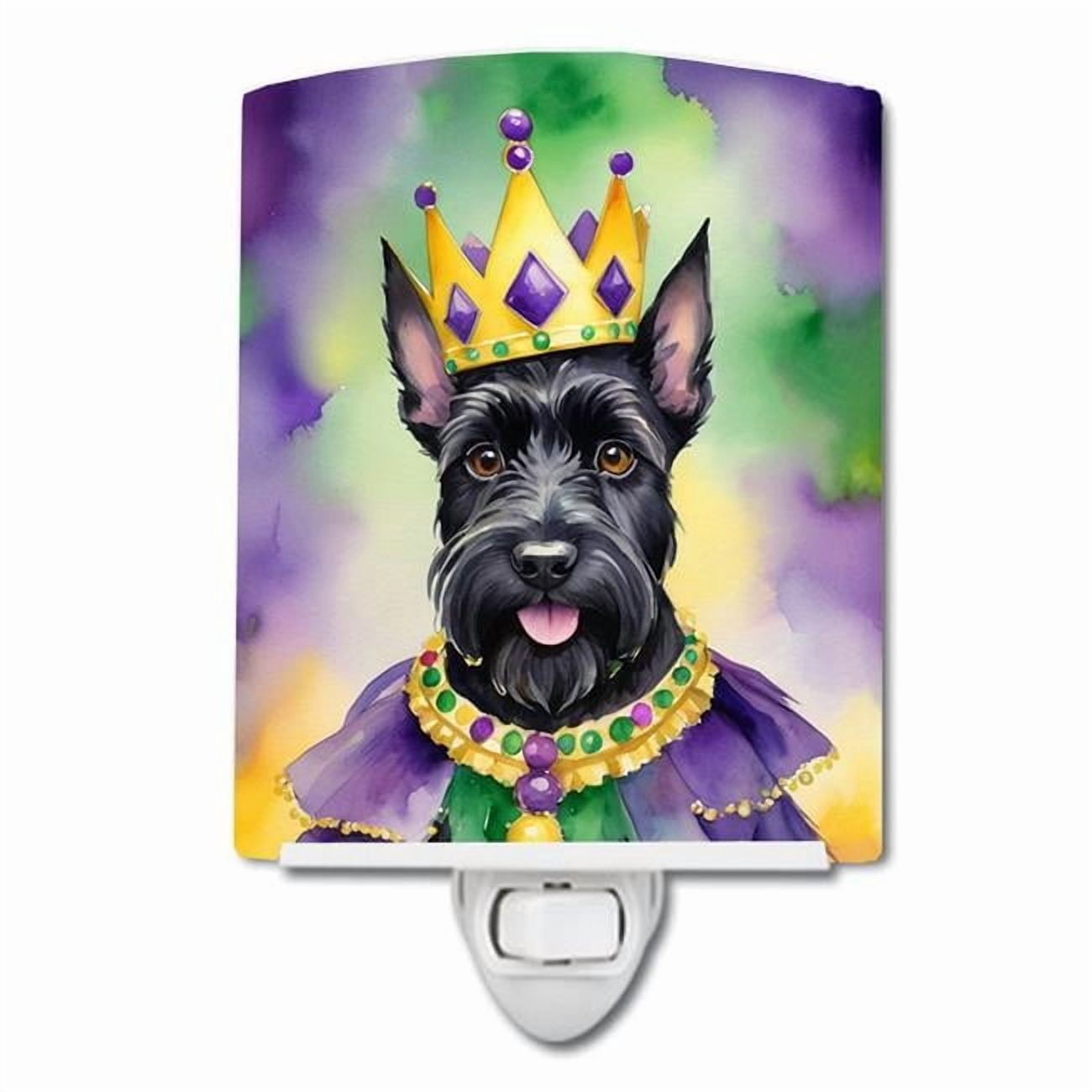 Scottish Terrier King of Mardi Gras Ceramic Night Light 4 in x 6 in