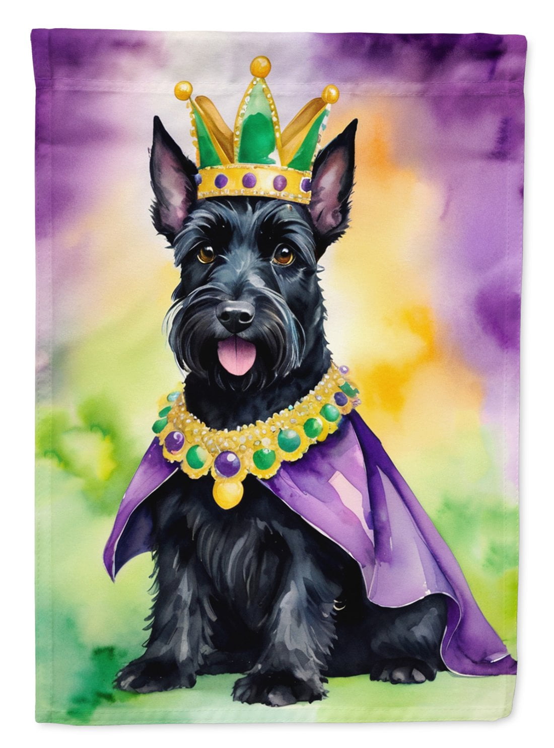 Scottish Terrier King of Mardi Gras Garden Flag 11.25 in x 15.5 in