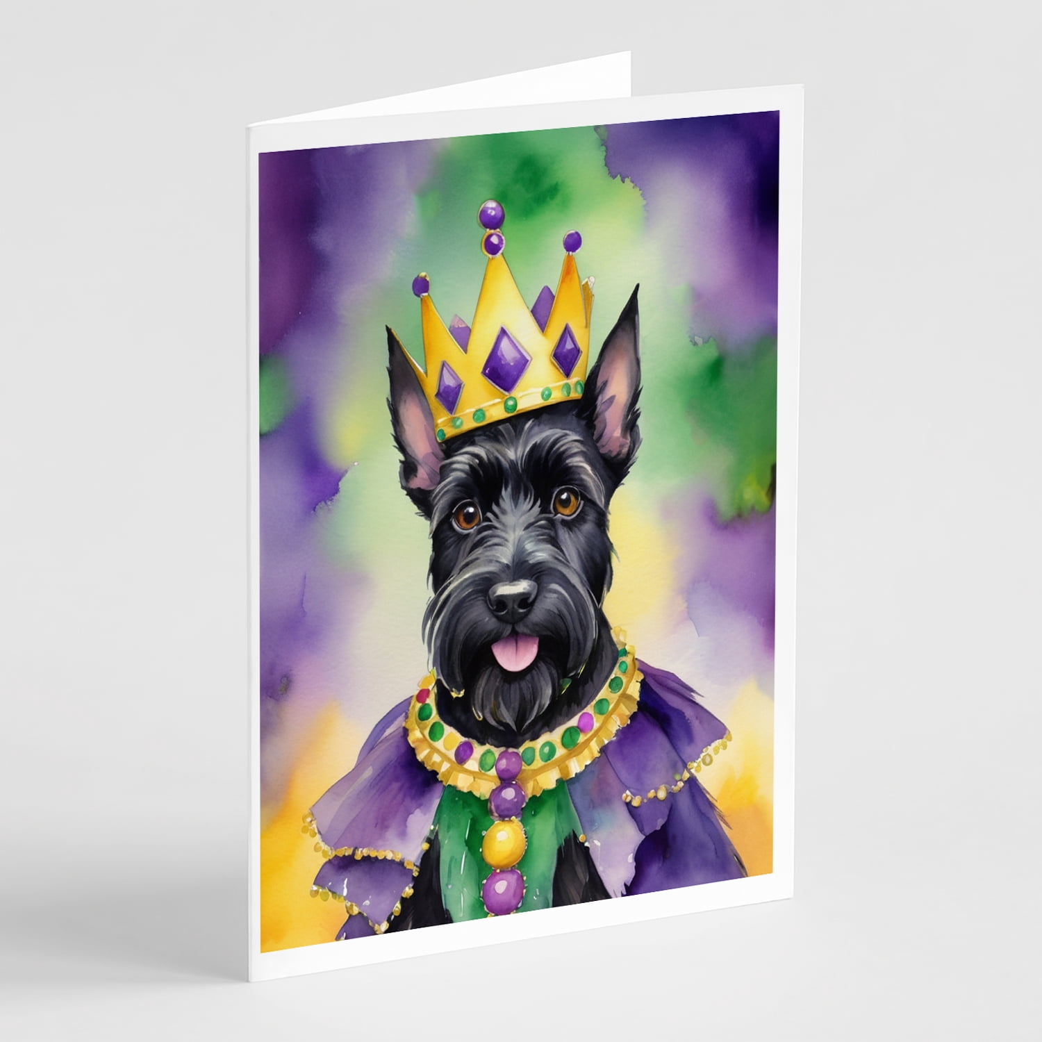 Scottish Terrier King of Mardi Gras Greeting Cards Pack of 8 7 in x 5 in